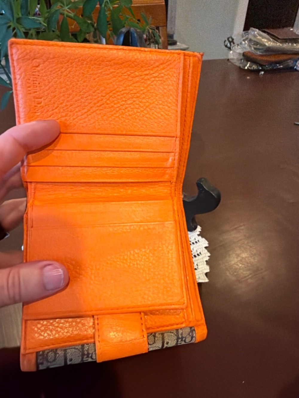 Dior Signature Canvas Small Wallet with Orange Trim - Picture 8 of 13